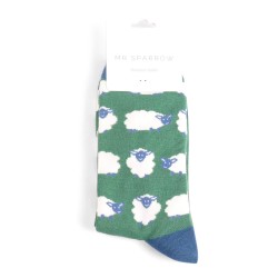 Miss Sparrow Herren Bambussocken – Schaf Motiv – Grün – Größe 40-45 Miss Sparrow Herren Bambussocken – Schaf Motiv – Grün – Größe 40-45