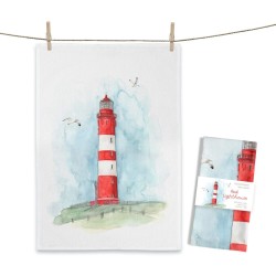 Geschirrtuch von Maluu roter Leuchtturm