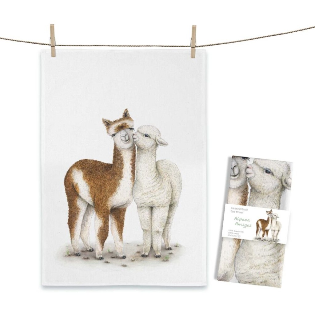 Geschirrtuch MALUU "Alpaca Amigos, Aquarell-Design, OEKO-TEX® zertifiziert Geschirrtuch MALUU "Alpaca Amigos, Aquarell-Design, OEKO-TEX® zertifiziert