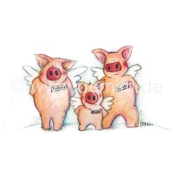 Postkarte Miriam Kramer Drei Glücksschweine