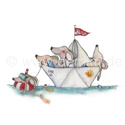 Postkarte Miriam Kramer Mäuse Grüße aus dem Urlaub