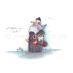Postkarte Miriam Kramer Möwe Ab Morgen mach ich Diät!