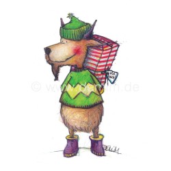 Postkarte Miriam Kramer Ziegenbock mit Geschenk