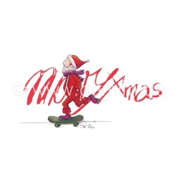 Postkarte Miriam Kramer Weihnachtsmann auf Skateboard