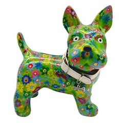 Pomme Pidou Spardose Hund Boomer Grün Blumen