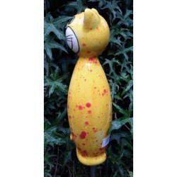 Gartenstecker Keramik-Katze gelb gefleckt