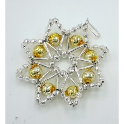 Gablonzer Christbaumschmuck Blume Silber/Gold 6,5cm