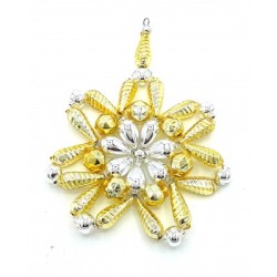 Gablonzer Christbaumschmuck Blüte, Gold/Silber 11cm 