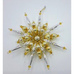 Gablonzer Christbaumschmuck Stern Silber/Gold 14cm