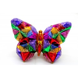 Christbaumschmuck bunter Schmetterling mit Rautenmuster zum Klemmen