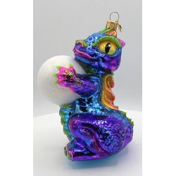 Christbaumschmuck Drache mit Schneeball