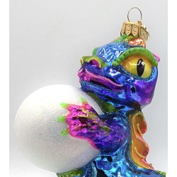 Christbaumschmuck Drache mit Schneeball