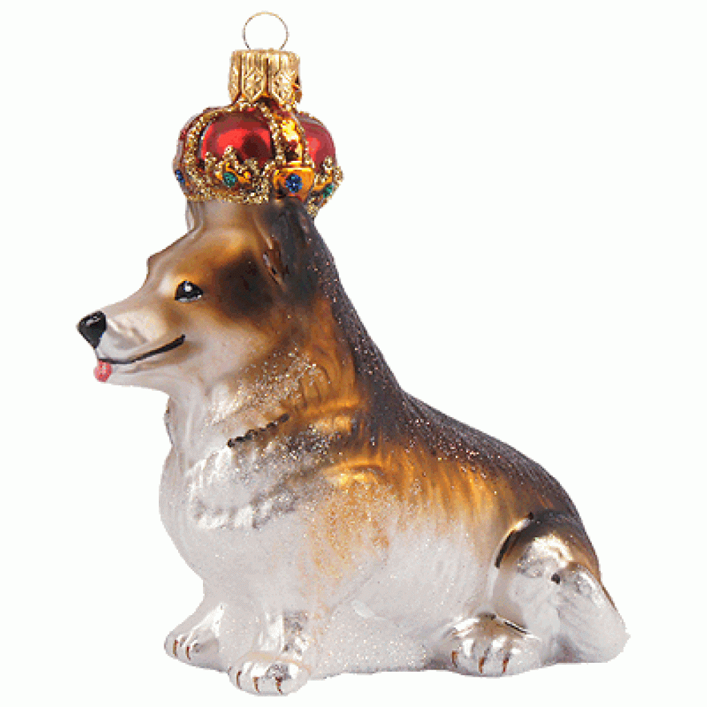 Weihnachtskugel Hund Corgie mit Krone Weihnachtskugel Hund Corgie mit Krone