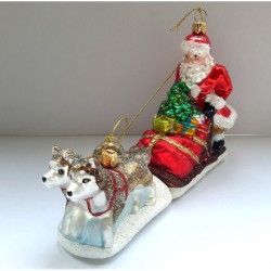Weihnachtskugel Santa mit seinem Hundeschlitten Weihnachtskugel Santa mit seinem Hundeschlitten