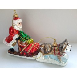 Weihnachtskugel Santa mit seinem Hundeschlitten Weihnachtskugel Santa mit seinem Hundeschlitten