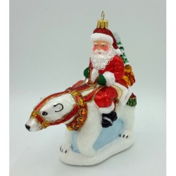 Christbaumschmuck Weihnachtsmann auf Eisbär