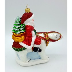 Christbaumschmuck Weihnachtsmann auf Eisbär