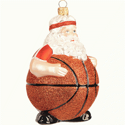 Christbaumschmuck Weihnachtsmann mit Basketball Christbaumschmuck Weihnachtsmann mit Basketball
