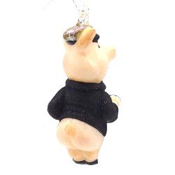 Christbaumschmuck Komozja Holzbox mit Schweinefamilie