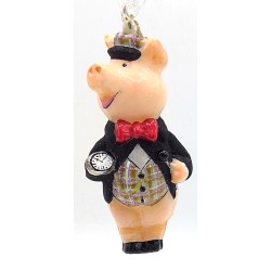 Christbaumschmuck Komozja Holzbox mit Schweinefamilie