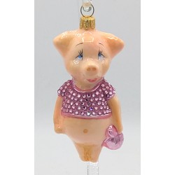 Christbaumschmuck Komozja Holzbox mit Schweinepaar