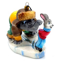 Christbaumschmuck Komozja Elefant und Hase fahren Schlittschuh Christbaumschmuck Komozja Elefant und Hase fahren Schlittschuh