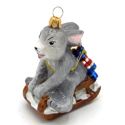 Christbaumschmuck Komozja Hase auf Schlitten Christbaumschmuck Komozja Hase auf Schlitten