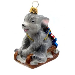 Christbaumschmuck Komozja Hase auf Schlitten