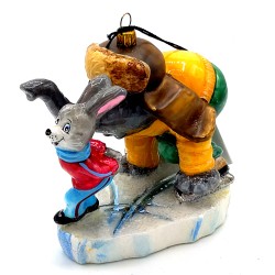 Christbaumschmuck Komozja Elefant und Hase fahren Schlittschuh