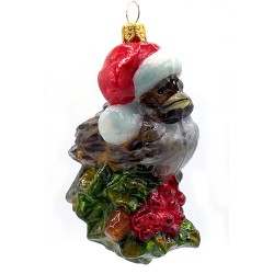 Christbaumschmuck Komozja Spatz auf Stechpalme Christbaumschmuck Komozja Spatz auf Stechpalme