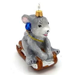 Christbaumschmuck Komozja Hase auf Schlitten