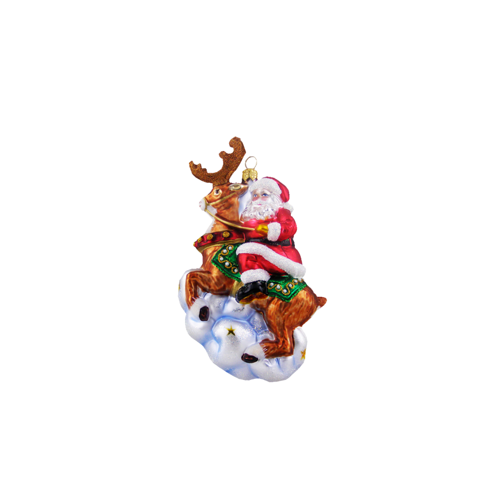 Christbaumschmuck - Hanco - Weihnachtsmann auf Rentier Christbaumschmuck - Hanco - Weihnachtsmann auf Rentier