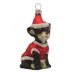 Christbaumschmuck Hund Chihuahua mit Weihnachtsmütze