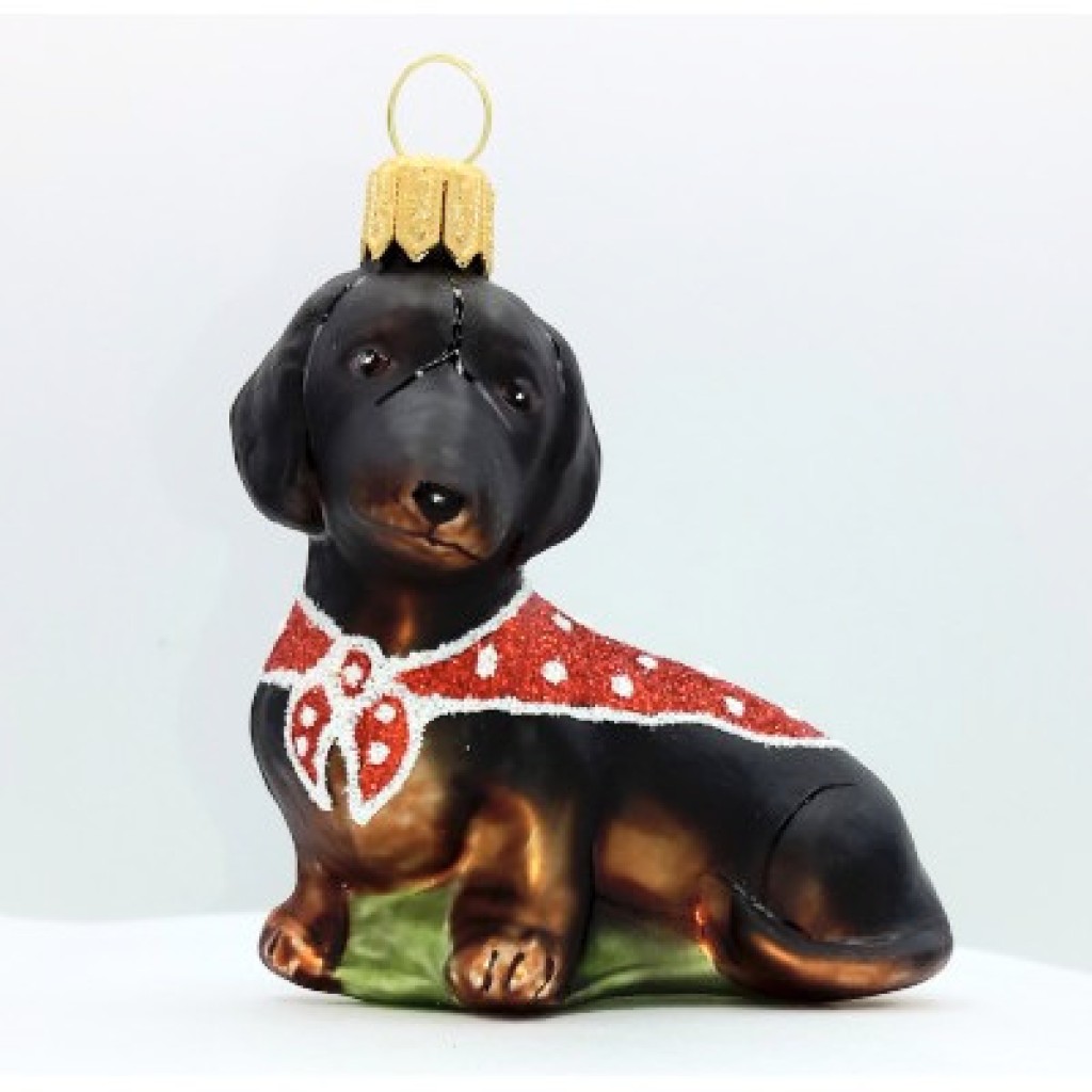 Christbaumschmuck Dackel mit Weihnachtsdecke Christbaumschmuck Dackel mit Weihnachtsdecke