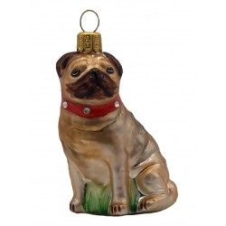 Christbaumschmuck Hund Mops mit Halsband