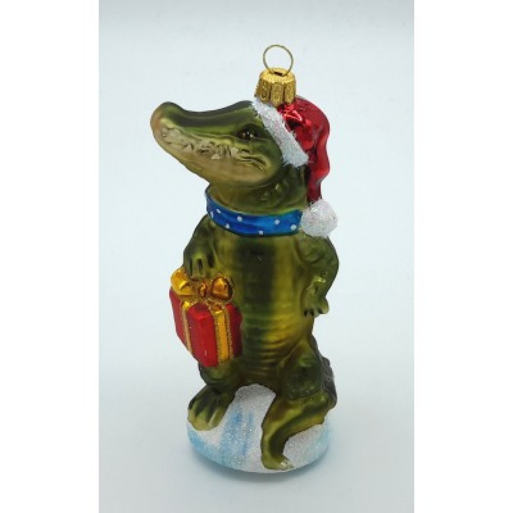 Christbaumschmuck Krokodil mit Weihnachtsmütze Christbaumschmuck Krokodil mit Weihnachtsmütze