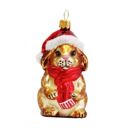 Weihnachtskugel Hase mit Weihnachtsmütze