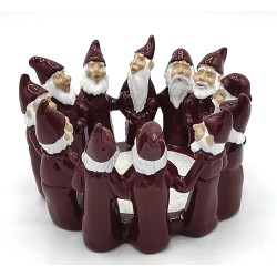 Harvesttime Teelichthalter mit tanzenden Weihnachtsmänner rot 7cm