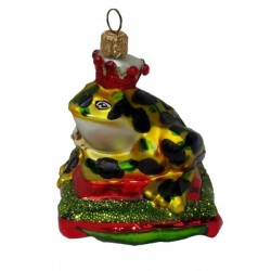 Christbaumschmuck Frosch auf Kissen gefleckt Christbaumschmuck Frosch auf Kissen gefleckt