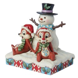 Disney Traditions - Jim Shore - Friendship &  Festivities - Chip und Chap mit Schneemann 